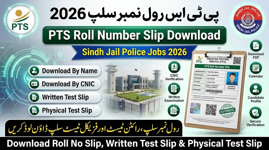 PTS Roll No Slip Sindh Jail Police 2026 Physical & Written Test